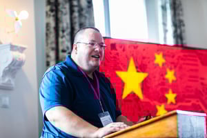 Prof. Dr. Patrick Glauner speaking on Chinese AI in Schloss Fürstlich Drehna