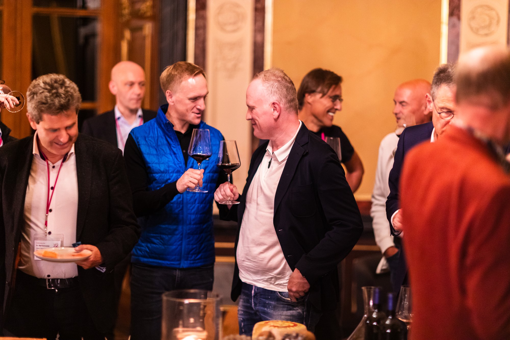 Speakers and participants enjoying a spectacular wine tasting at the end of the first day